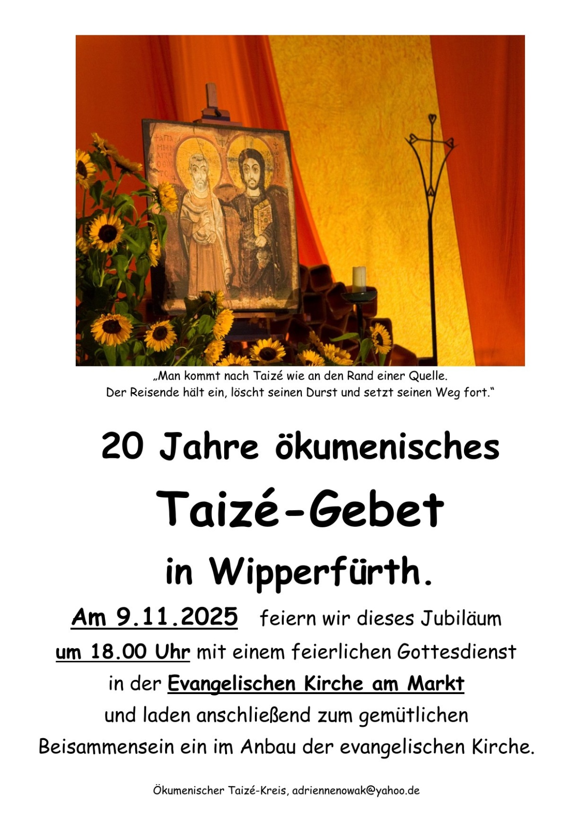 Taizé-Gebet Wipperfürth Plakat